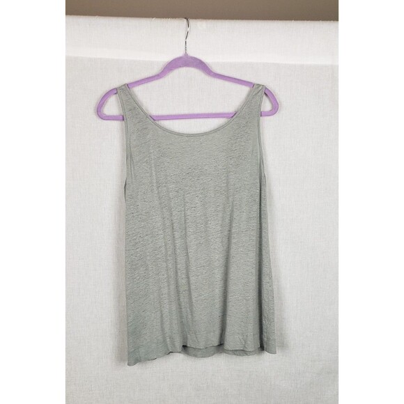Eileen‎ Fisher 100% Linen Tank Top M Slub Gray Beaded Bodice Casual Light Flowy - Picture 2 of 5